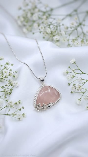 گردنبند نقره کوارتز صورتی